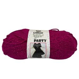 Caron Simply Soft Party Fuchsia Sparkle #4 Medium 2 oz Yards Acrylic Polyester